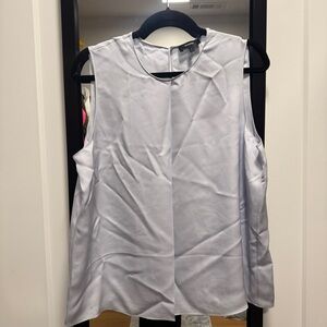 Blue 100% Silk Sleeveless Blouse